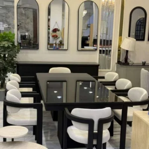 طاولة طعام 8 كراسي مع بوفيه بتصميم عصري